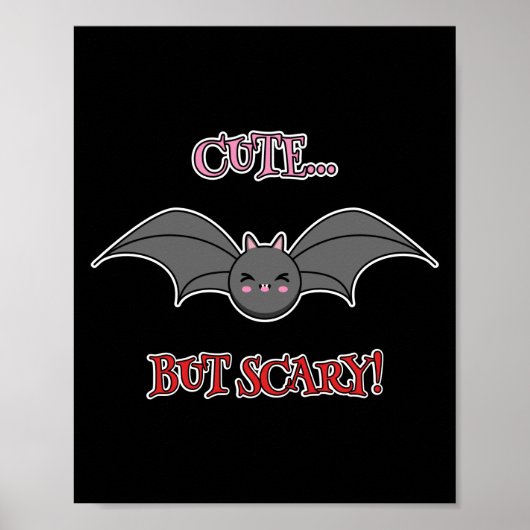 Poster Bat mignonne mais effrayant (Devant)