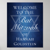 Poster Bat mitzvah moderne Blue Star de David Bienvenue (Devant)