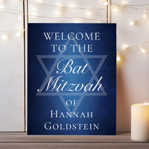 Poster Bat mitzvah moderne Blue Star de David Bienvenue