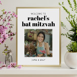 Poster Bat mitzvah noir en gras photo Accueil numérique<br><div class="desc">Poster photo en noir et blanc Bat mitzvah Affiche de bienvenue (téléchargeable)</div>