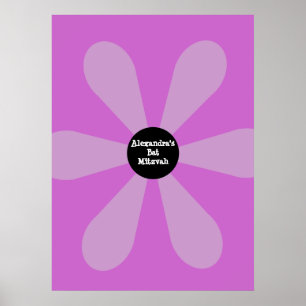 Poster Bat mitzvah Se Connecter Plaisir Planche Rose