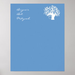 Poster Bat Mitzvah Sign In Board Blue Tree of Life