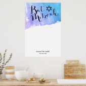 Poster Bat mitzvah Turquoise d'aquarelle violet (Cuisine)