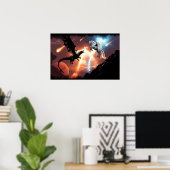 Poster Bataille dans l'espace - Dragon et Pégase (Bureau à domicile)