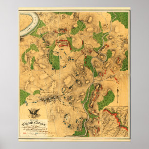 Poster Bataille d'Antietam - carte panoramique 3 de