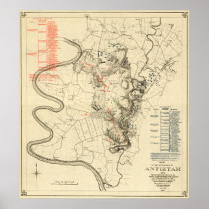 Poster Bataille d'Antietam - Guerre civile Carte panorami