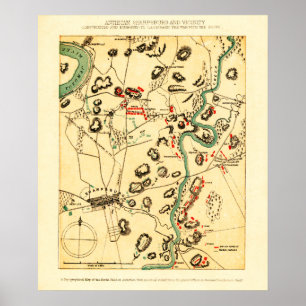 Poster Bataille d'Antietam - Guerre civile Carte panorami