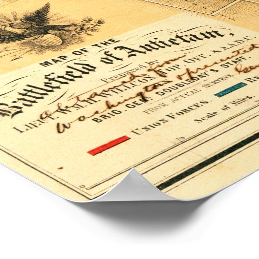 Poster Bataille d'Antietam - Guerre civile Carte panorami (Coin)