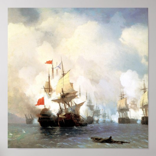 Poster Bataille de Chios , Ivan Aivazovsky (Devant)