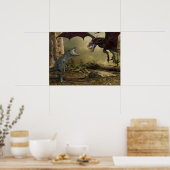 Poster Bataille de Dinosaur Dragon Tyrannosaurus (Cuisine)