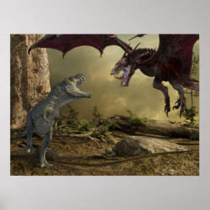 Poster Bataille de Dinosaur Dragon Tyrannosaurus