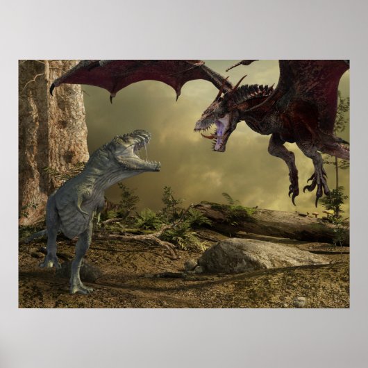Poster Bataille de Dinosaur Dragon Tyrannosaurus (Devant)