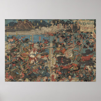 Poster Bataille de Kawanakajima par Yoshitora