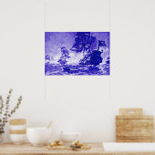 POSTER BATAILLE DE NAVIRE PIRATE EN BLEU (Cuisine)