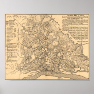 Poster Bataille de Shiloh - Guerre civile Carte panoramiq