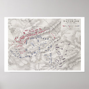 Poster Bataille de waterloo, le 18 juin 1815, feuille