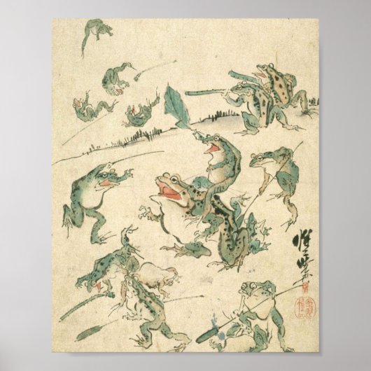 Poster Bataille Des Grenouilles - Kawanabe Kyosai (Devant)