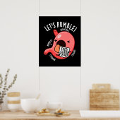 Poster Bataille Drôle Pun Ventre Fond Sombre (Cuisine)
