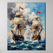 Poster Bataille en mer orageuse (Devant)