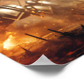 Poster Bataille majestueuse de chevalier médiéval aux ton (Coin)