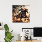 Poster Bataille majestueuse de chevalier médiéval aux ton (Bureau à domicile)