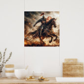 Poster Bataille majestueuse de chevalier médiéval aux ton (Cuisine)