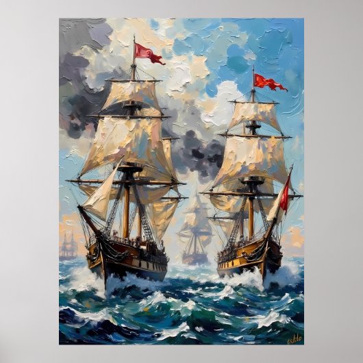 Poster Bataille maritime tempétueuse (Devant)