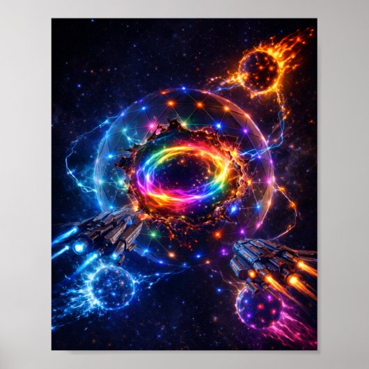 Poster Bataille spatiale de science-fiction près du cœur (Devant)