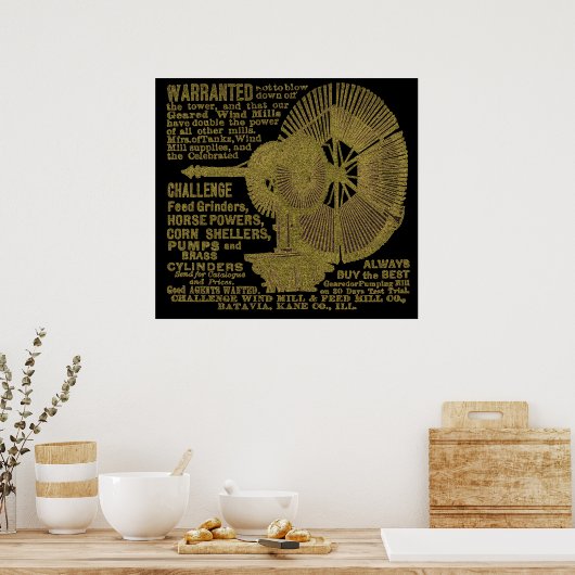 Poster Batavia Illinois Challenge Windmill 1889 Ad (Cuisine)