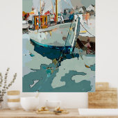 Poster Bateau à crevettes, abstrait (Cuisine)
