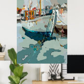 Poster Bateau à crevettes, abstrait (Bureau à domicile)