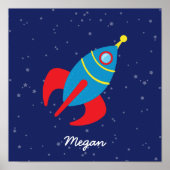 Poster Bateau à fusée dans l'espace (Devant)