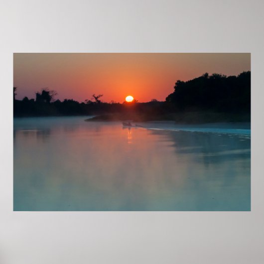 Poster Bateau À Lever Du Soleil Sur La Rivière (Devant)