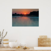 Poster Bateau À Lever Du Soleil Sur La Rivière (Cuisine)