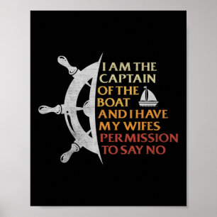 Poster Bateau à moteur Capitaine voilier Pontoon Bateau p