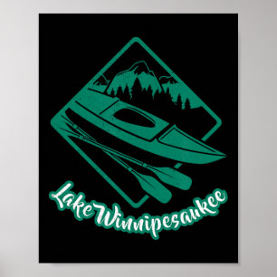 Poster Bateau à pagaie sur le lac Winnipesaukee Pagaie en