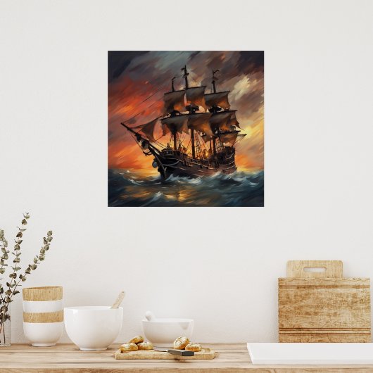 Poster Bateau à pirates Stormy - 4 - (Cuisine)