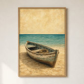 Poster Bateau à rames sur l'affiche d'art côtier à l'aqua