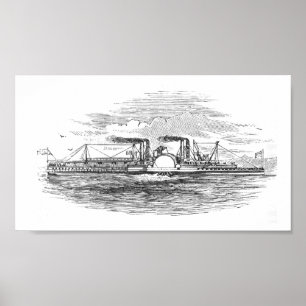 Poster Bateau à  vapeur 1854 du Mississippi