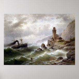 Poster Bateau à vapeur d'Albert Rieger outre de la côte