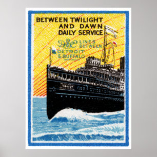 Poster Bateau à vapeur de 1910 de Détroit à Buffalo