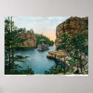 Poster Bateau à vapeur, Dells of Wisconsin River Vintage