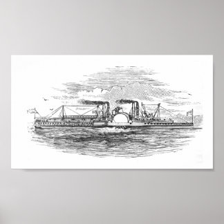 Poster Bateau à vapeur Mississippi 1854