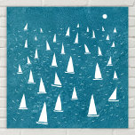 Poster Bateau à voile<br><div class="desc">Une course en voilier sur un océan vert turquoise. Parfait pour votre navigateur favori,  coureur de yachts et fan de régate. Art nautique original par Nic Squirrell.</div>