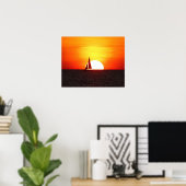 Poster Bateau à voile à Sunset (Bureau à domicile)