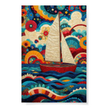 Bateau à voile Art folklorique maximaliste vif