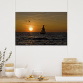 Poster Bateau à voile au coucher du soleil (Cuisine)