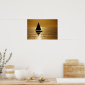 Poster Bateau à voile au coucher du soleil (Cuisine)