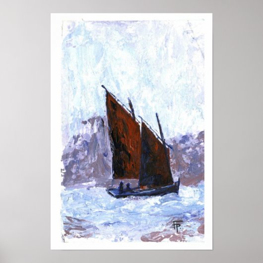 Poster Bateau à voile Bisquine (Devant)