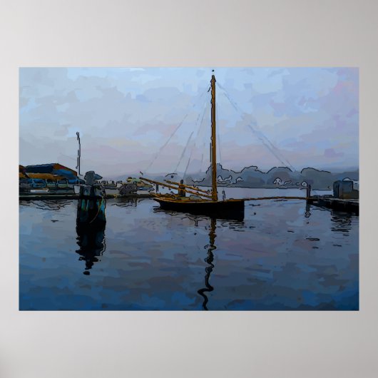 Poster Bateau À Voile Dans Le Port (Devant)